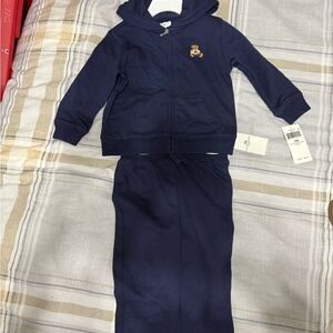 Ralph Lauren Navy Blue Kids Sweatpants & Hoodie Set